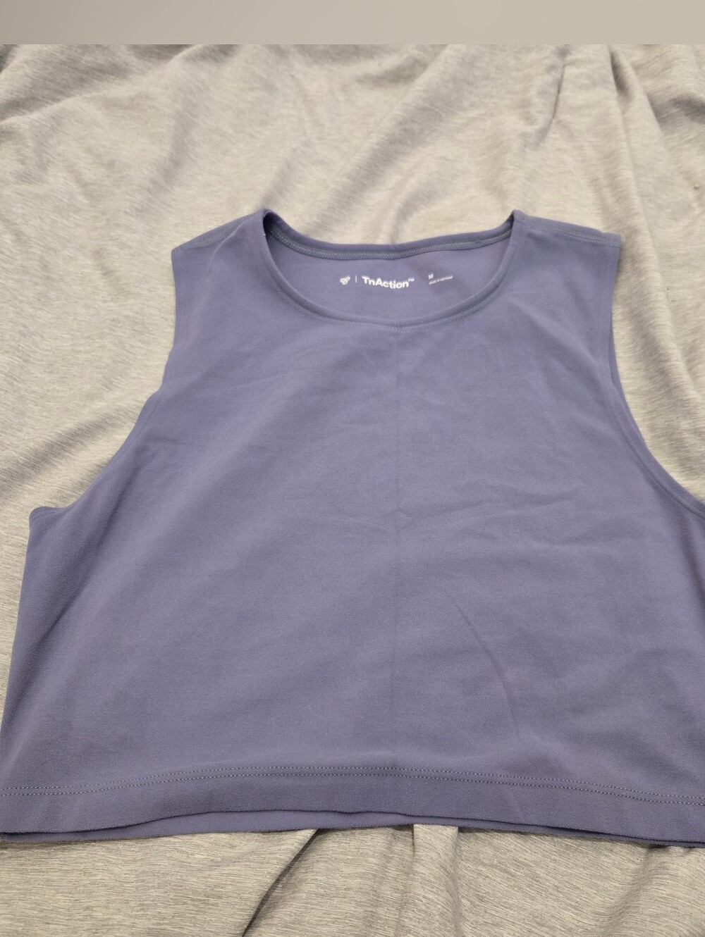 TnAction Womens Muscle Tank Blue Purple Cropped Sleeveless Stretch Size Medium